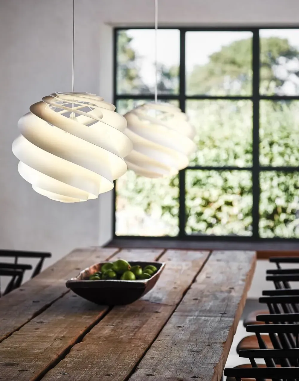 Small Pendant Light with Spiral Shade - White