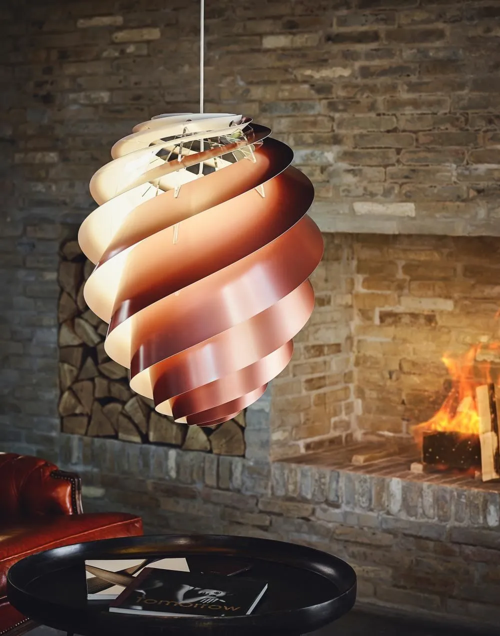 Small Pendant Light with Swirl Shade - White