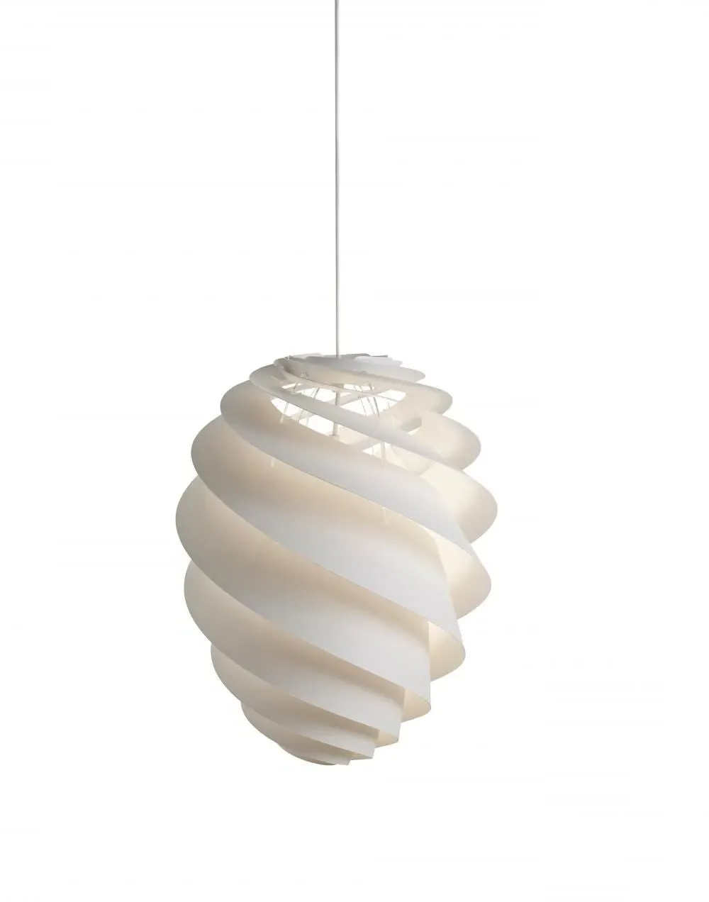 Small Pendant Light with Swirl Shade - White