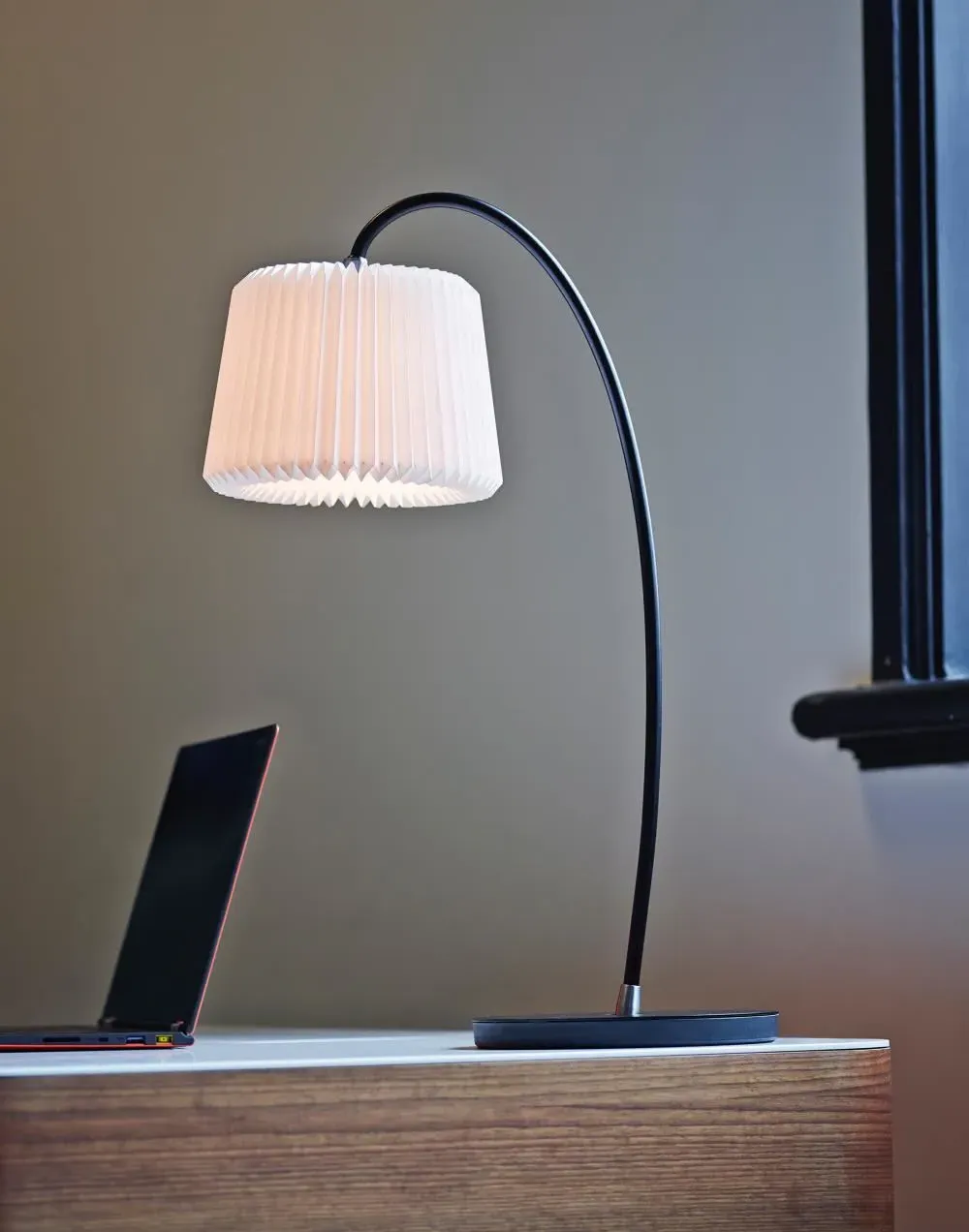 Snowdrop Table Lamp with Pleated Shade - Silk White