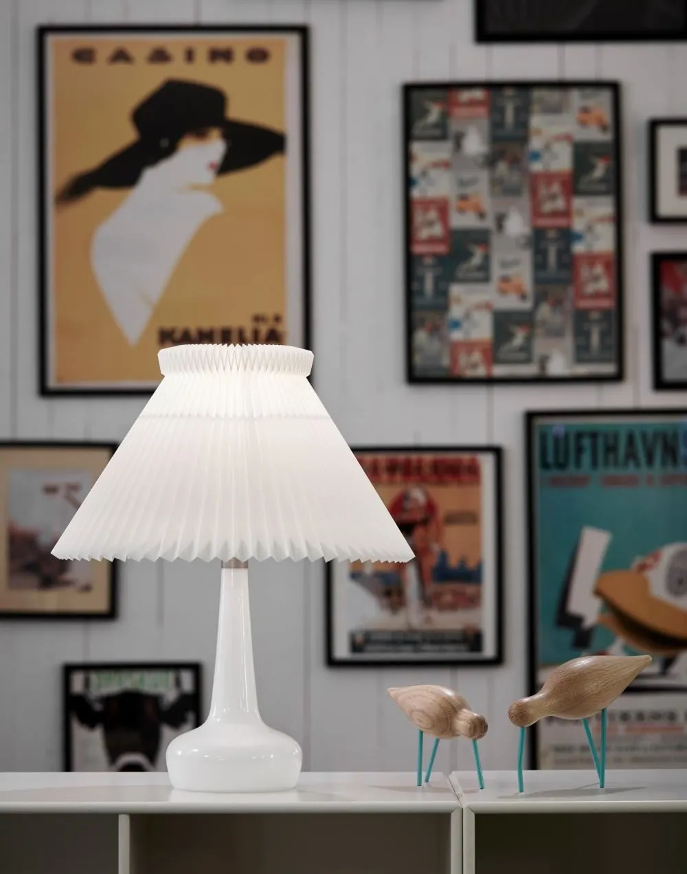 Table Lamp with Opal Shade - White, Glass