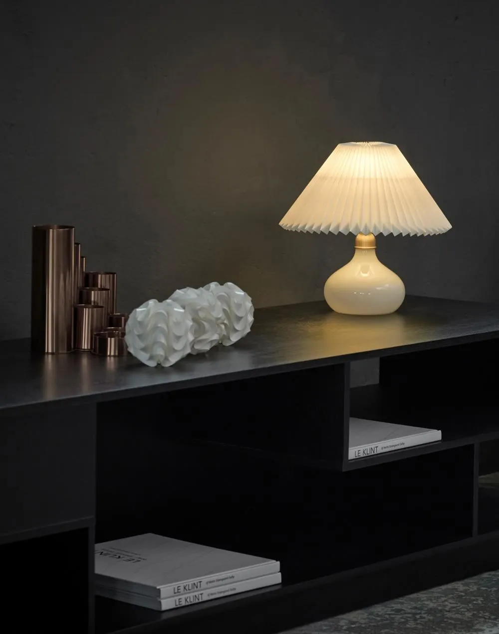 Table Lamp with Opal Shade - White, Glass