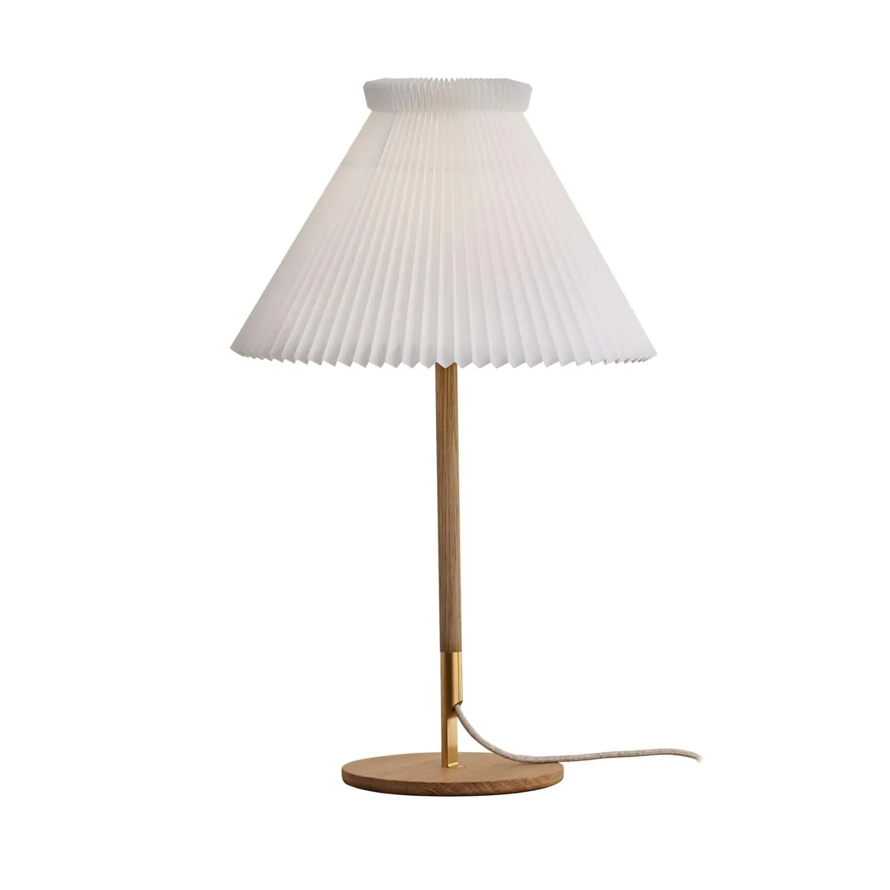 Table Lamp with Pleated Shade - Light Oak