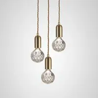 3-Light Crystal Chandelier - Brass, Glass