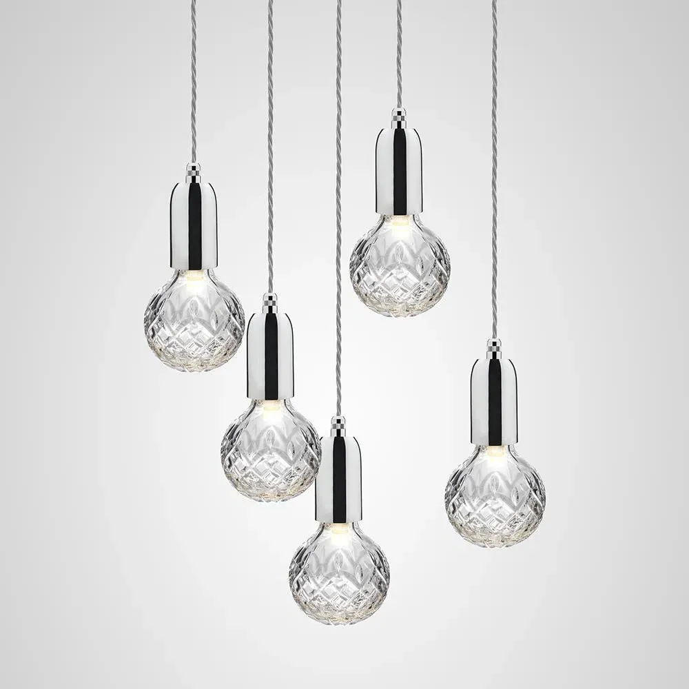 3-Light Crystal Chandelier - Brass, Glass