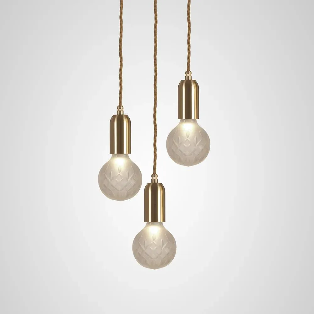 3-Light Crystal Chandelier - Brass, Glass