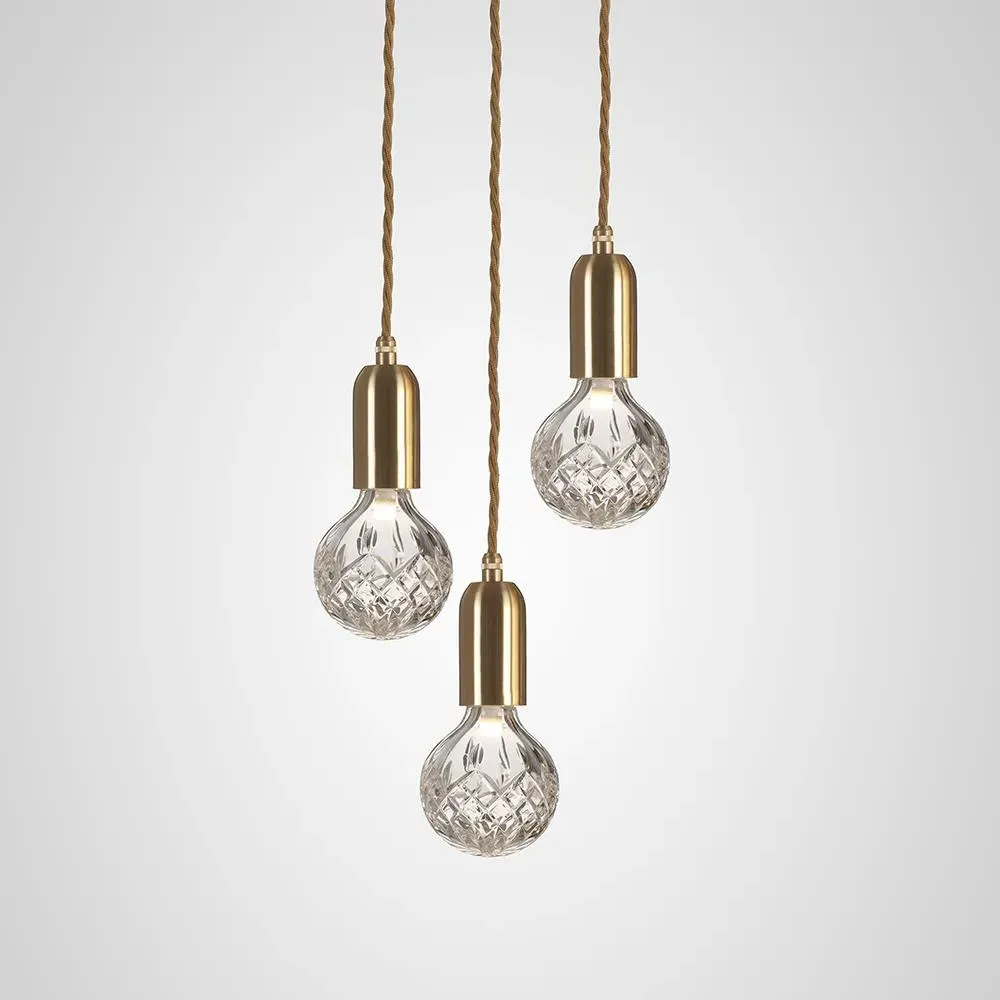 3-Light Crystal Chandelier - Brass, Glass image