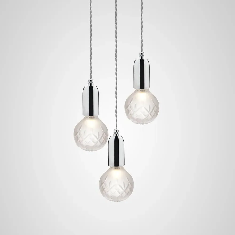 3-Light Crystal Chandelier - Chrome, Glass