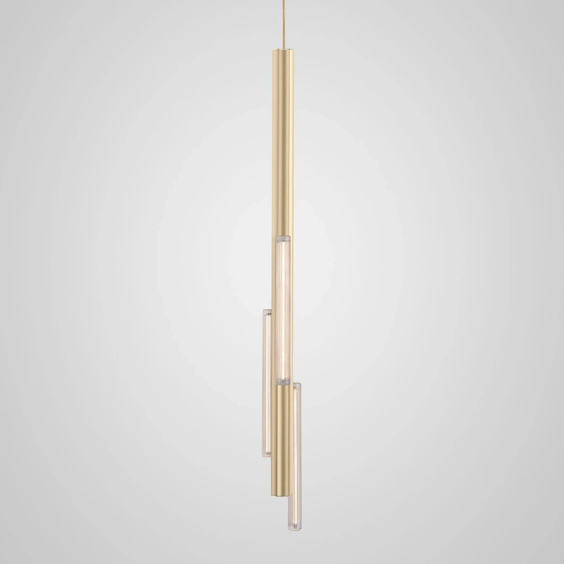 3-Light Long Cluster Pendant - Brass, Aluminium