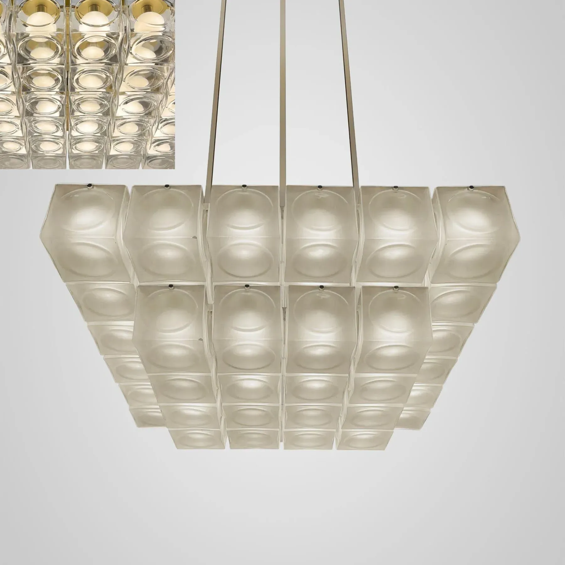4x4 Chandelier with LED - Clear, Glass