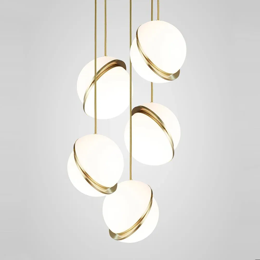 5-Light Mini Crescent Chandelier - Brass