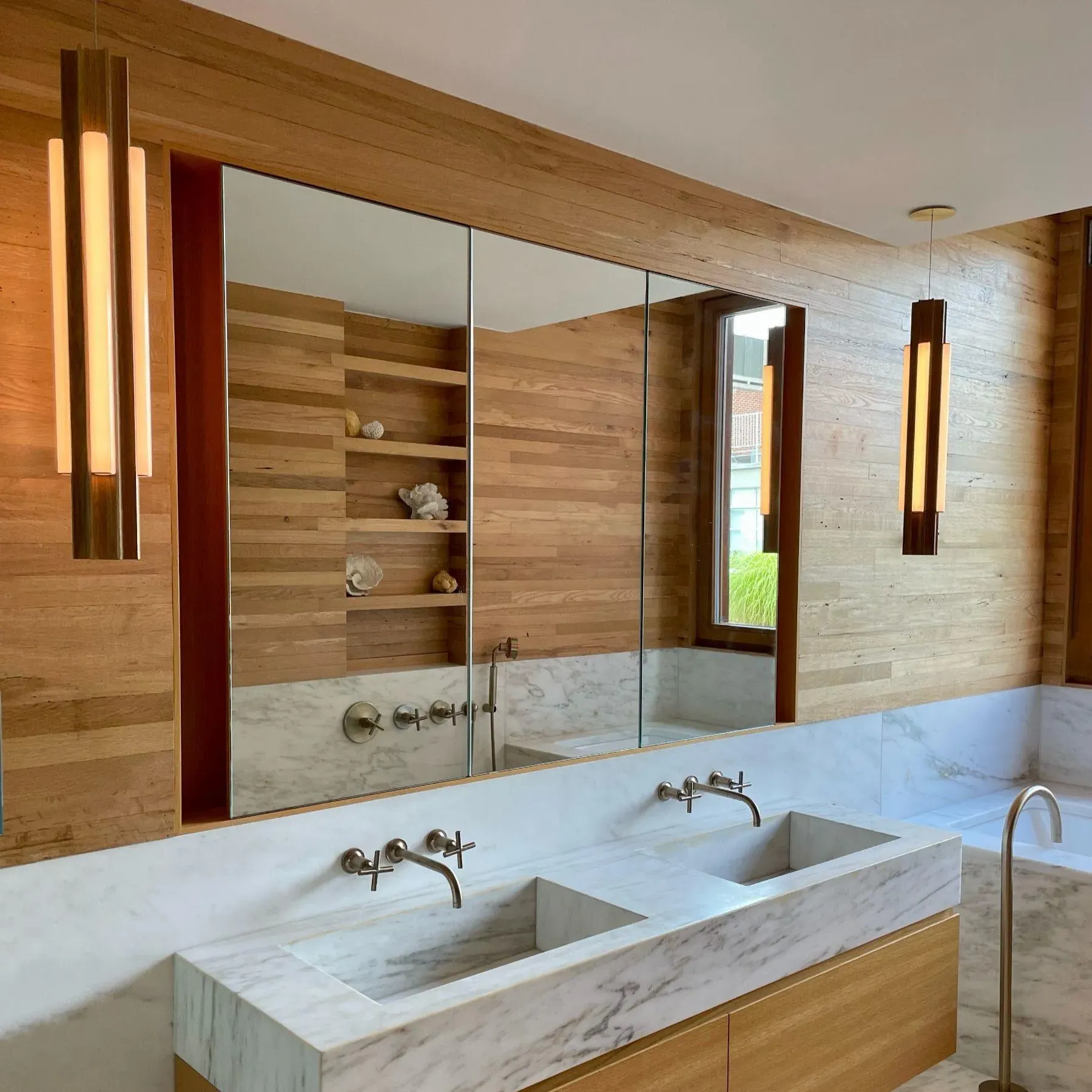 Altar 4 Light Tall Pendant Light - Oak