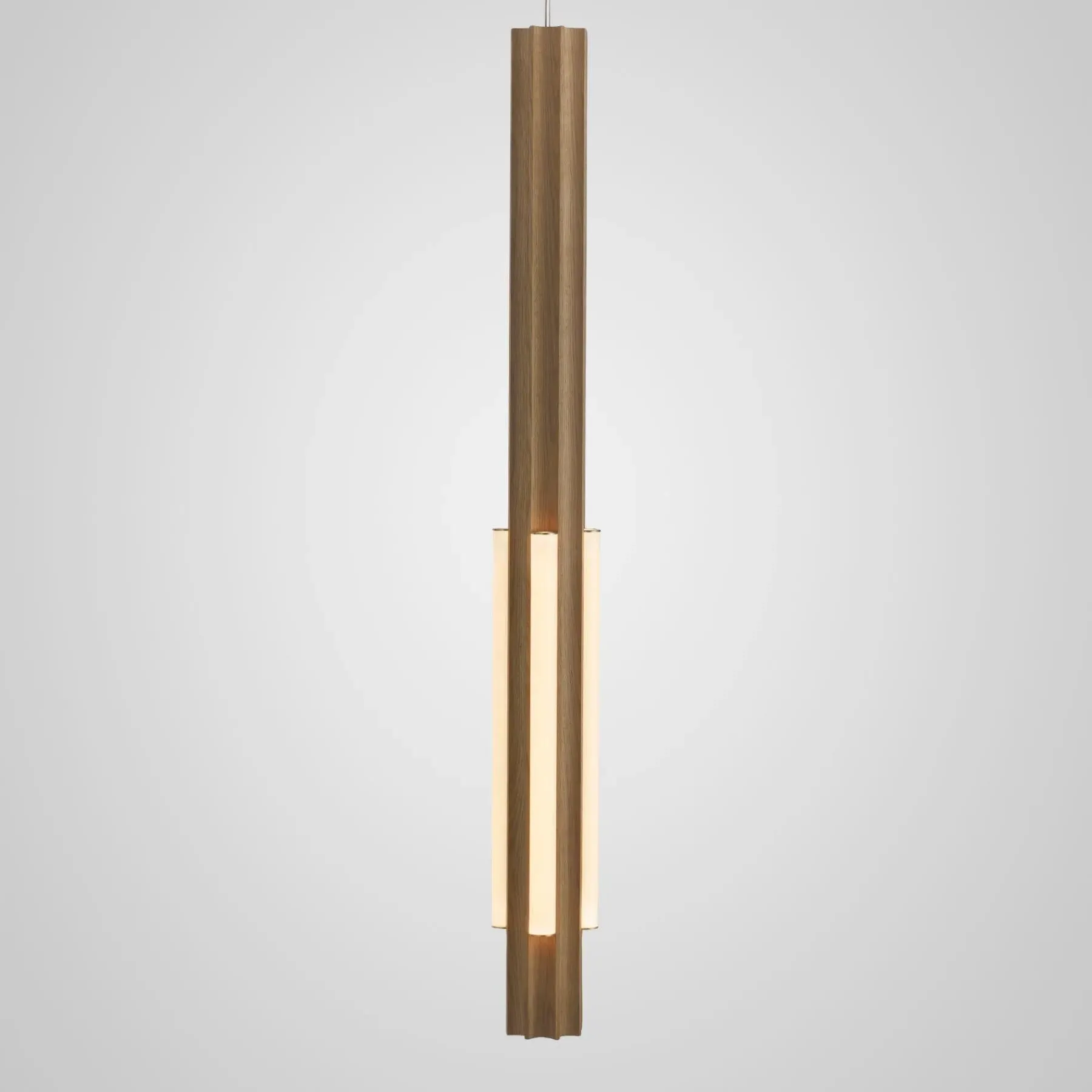 Altar 4 Light Tall Pendant Light - Oak