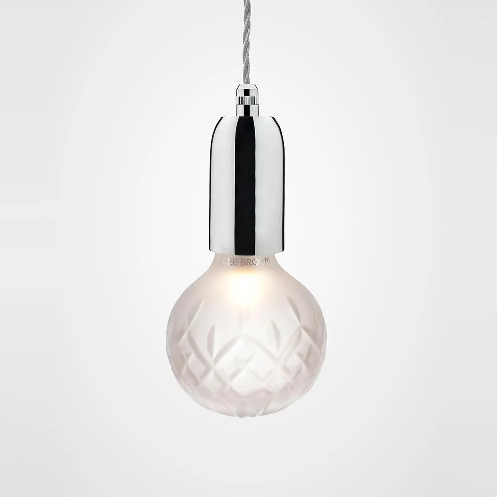 Crystal Bulb Pendant Light - Brass, Frosted Glass