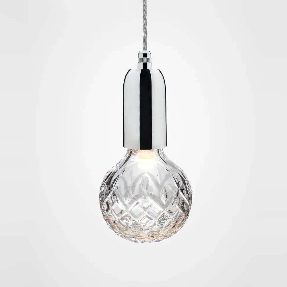 Crystal Bulb Pendant Light - Chrome, Frosted Glass