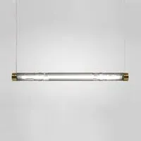 Crystal Tube Pendant Light - Brass