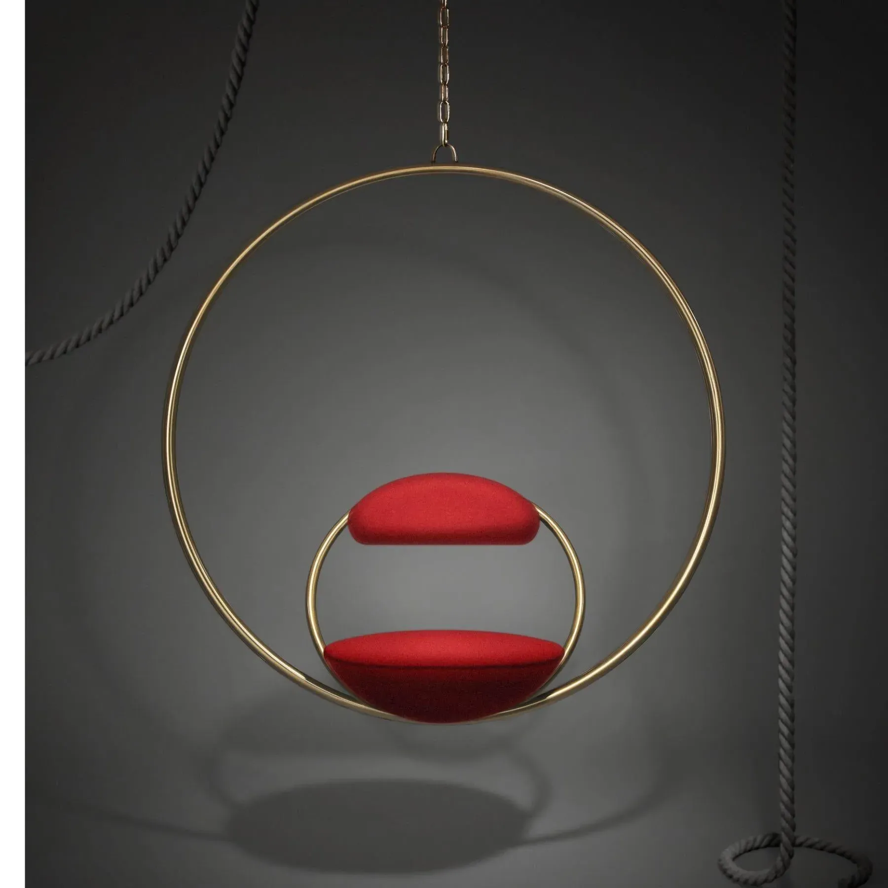 Hanging Hoop Chair - Brass, Steel