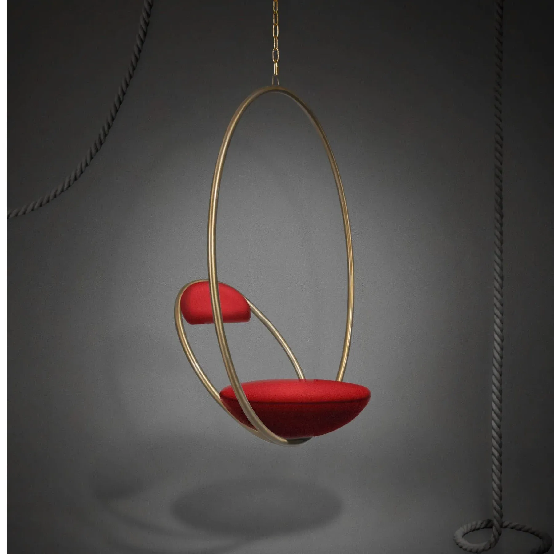 Hanging Hoop Chair - Brass, Steel image