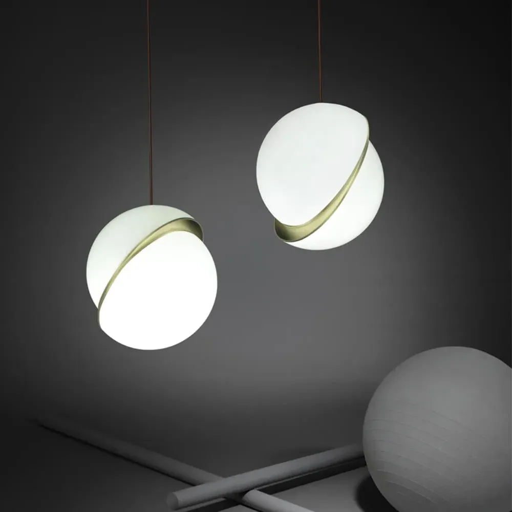 Large Crescent Pendant Light - Brass