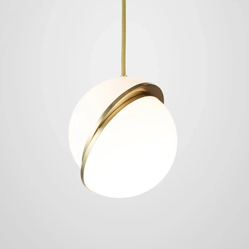 Large Crescent Pendant Light - Brass