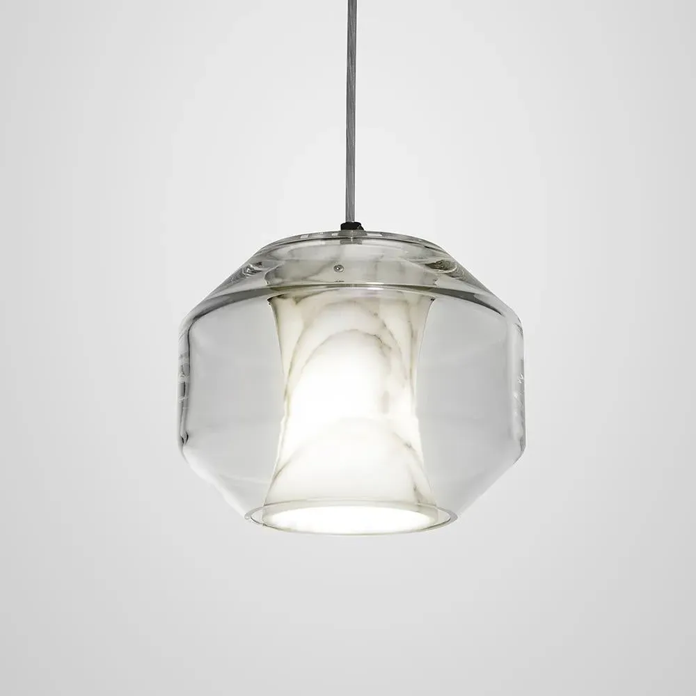 Large Pendant Light with Marble Diffuser - Crystal