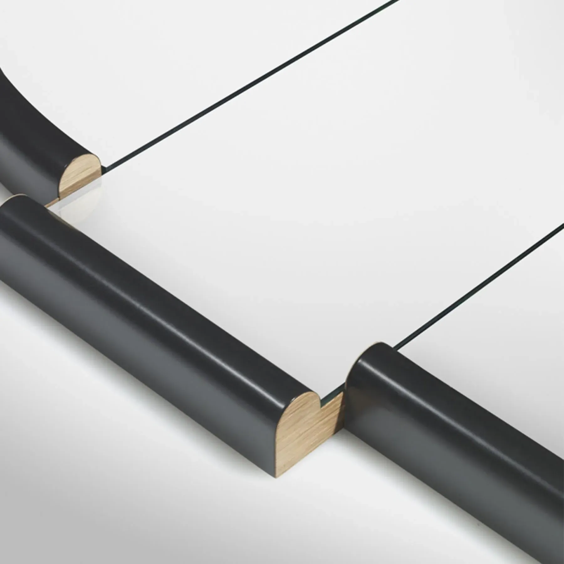 Long Split Mirror - Black, Oak Veneer