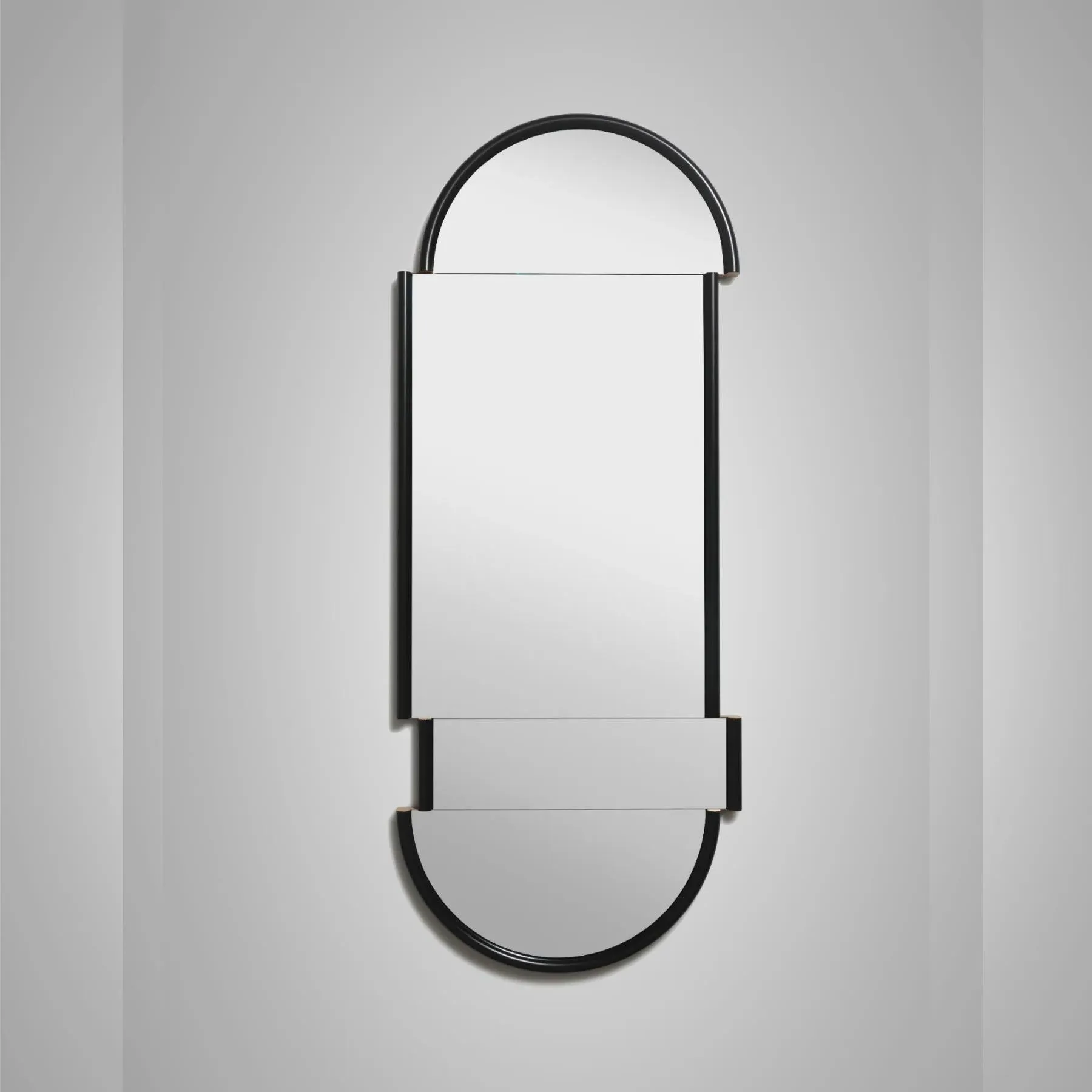 Long Split Mirror - Black, Oak Veneer image