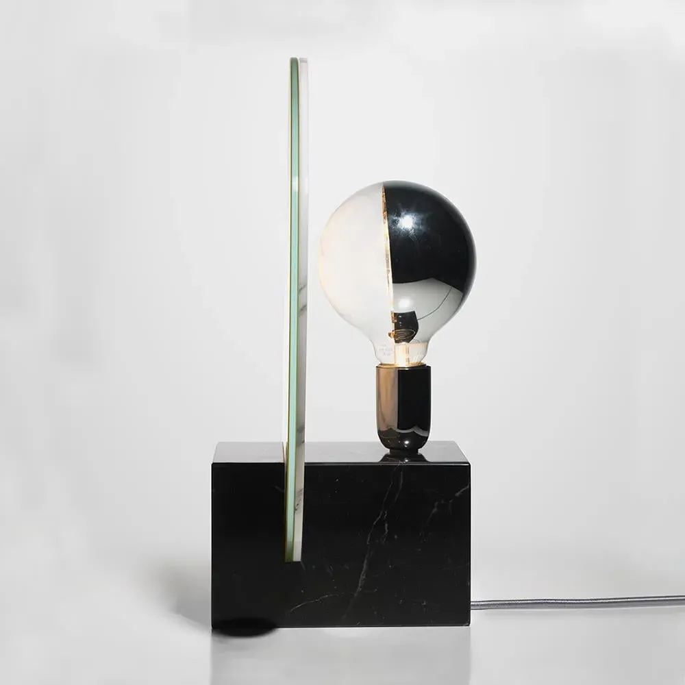 Orb Table Lamp with Marble Base - Yellow Glass
