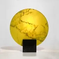 Orb Table Lamp with Marble Base - Yellow Glass