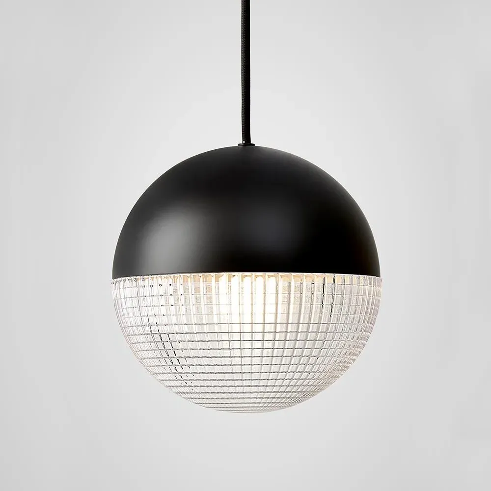 Small Pendant Light with Lens - Black, Metal