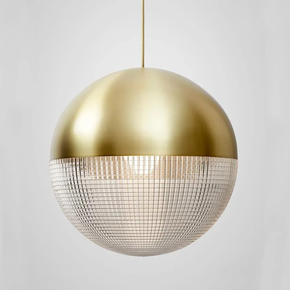 Small Pendant Light with Lens - Brass, Metal