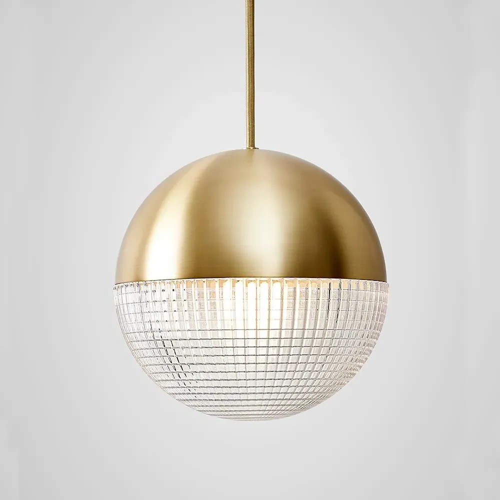 Small Pendant Light with Lens - Brass, Metal