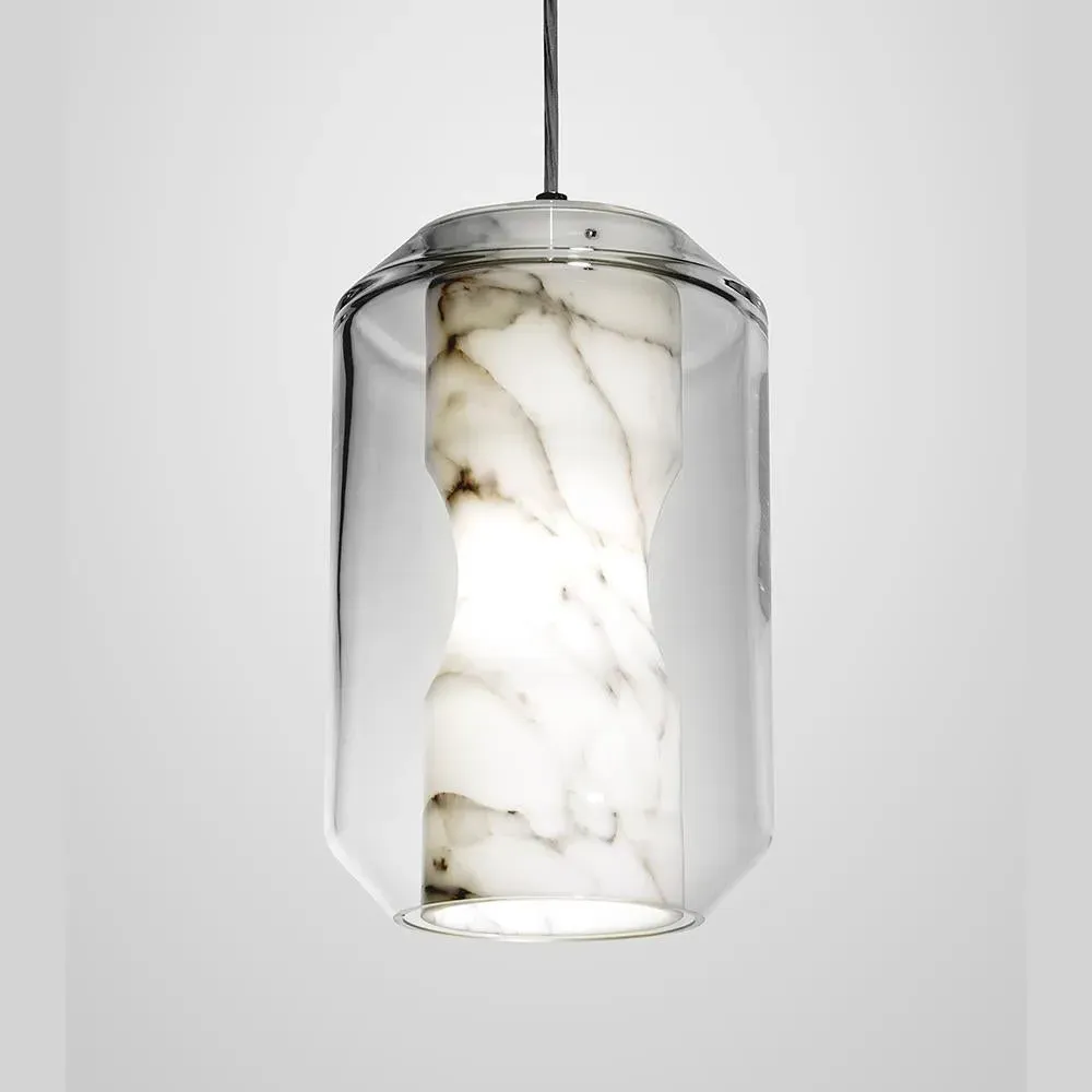Small Pendant Light with Marble Diffuser - Crystal
