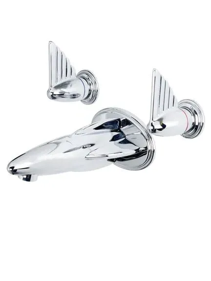3-Hole Wall Bath Filler - Silver Nickel, Metal