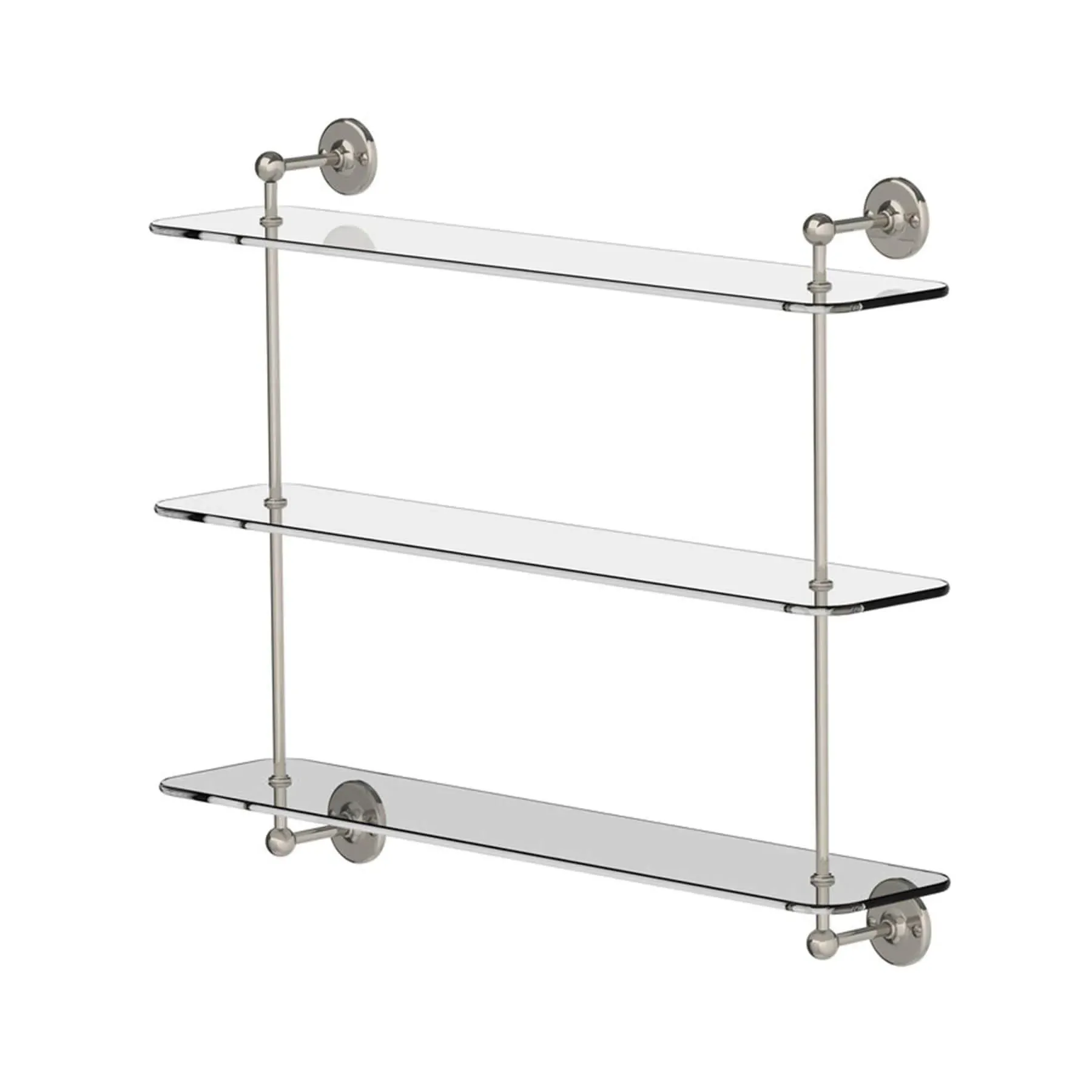 3-Tier Glass Shelf - Silver, Metal
