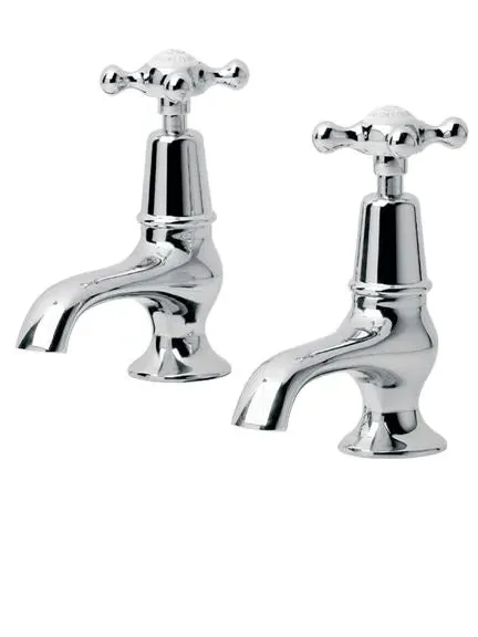 Basin Pillar Taps with Cross Handles - Nickel