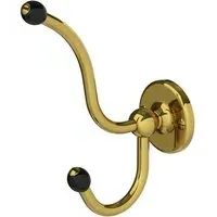 BK4511 Double Robe Hook with Black Ceramic Acorns - Antique Gold