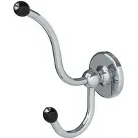 BK4511 Double Robe Hook with Black Ceramic Acorns - Chrome