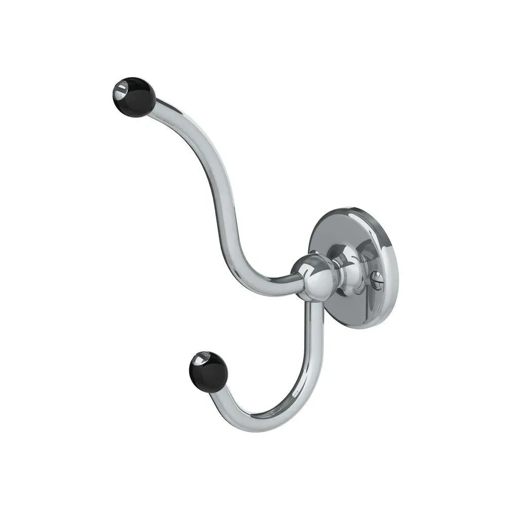 BK4511 Double Robe Hook with Black Ceramic Acorns - Polished Brass