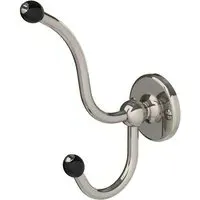 BK4511 Double Robe Hook with Black Ceramic Acorns - Silver Nickel