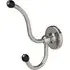 BK4511 Double Robe Hook with Black Ceramic Acorns - Silver Nickel