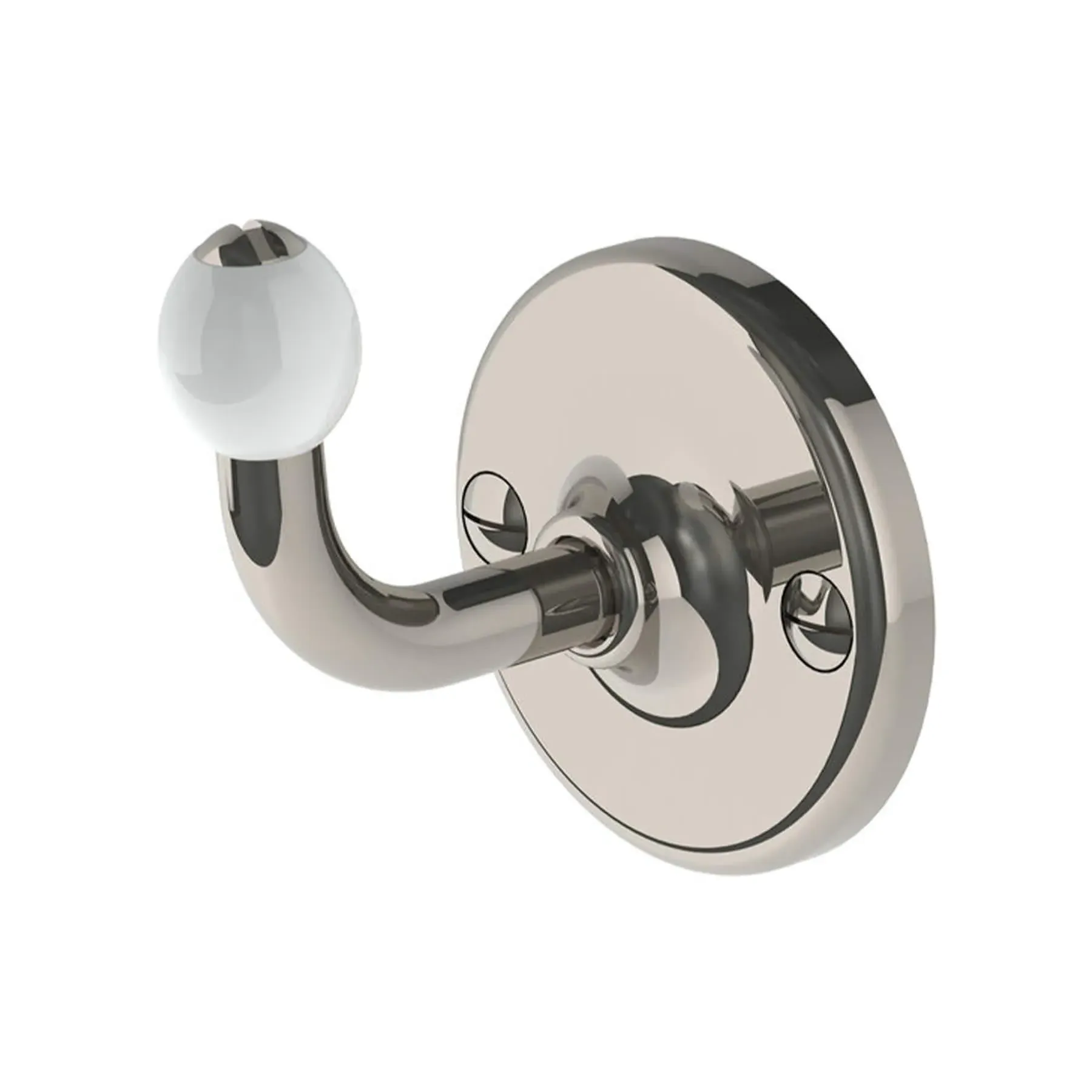 Classic Robe Hook - White, Brushed Nickel
