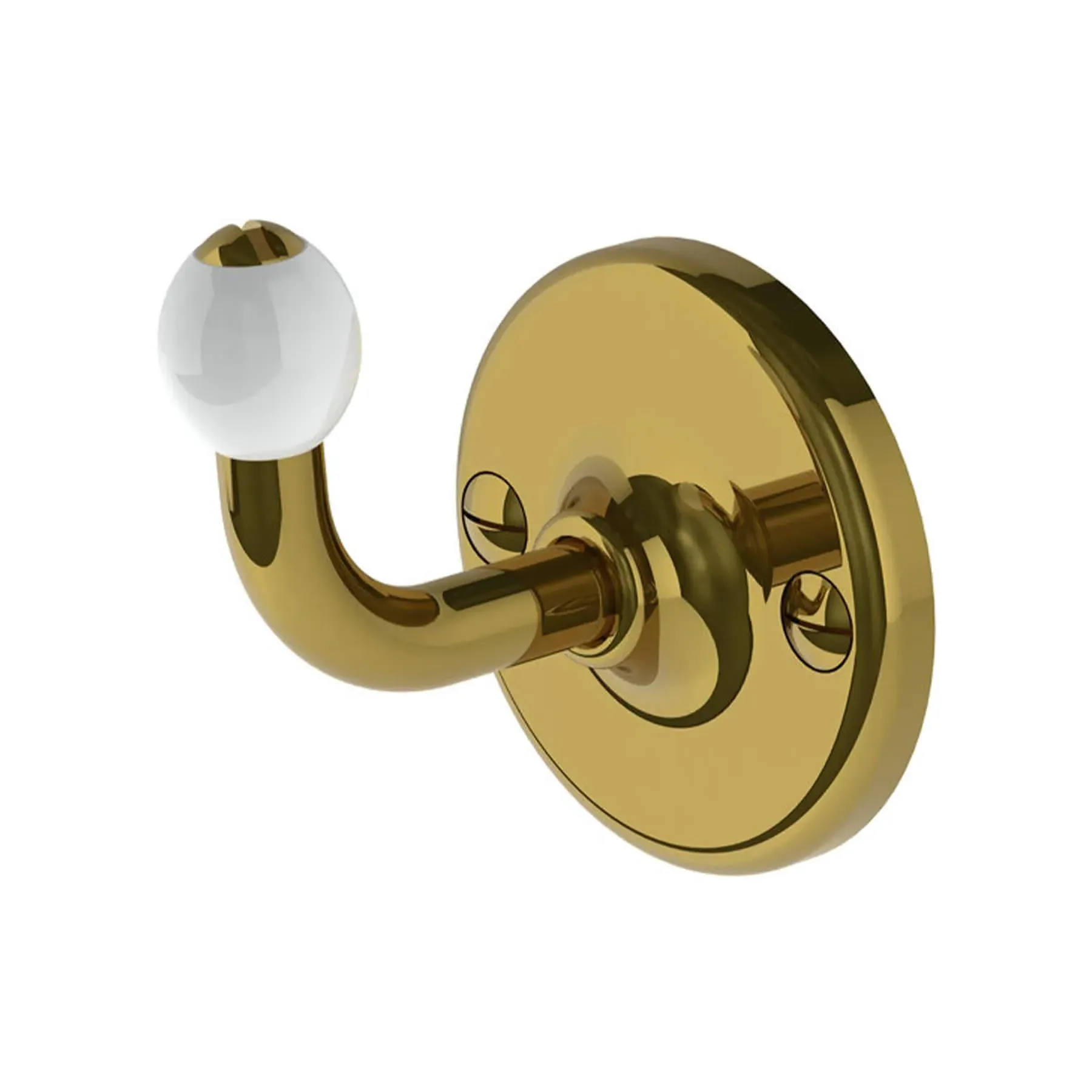 Classic Robe Hook - White, Polished Brass