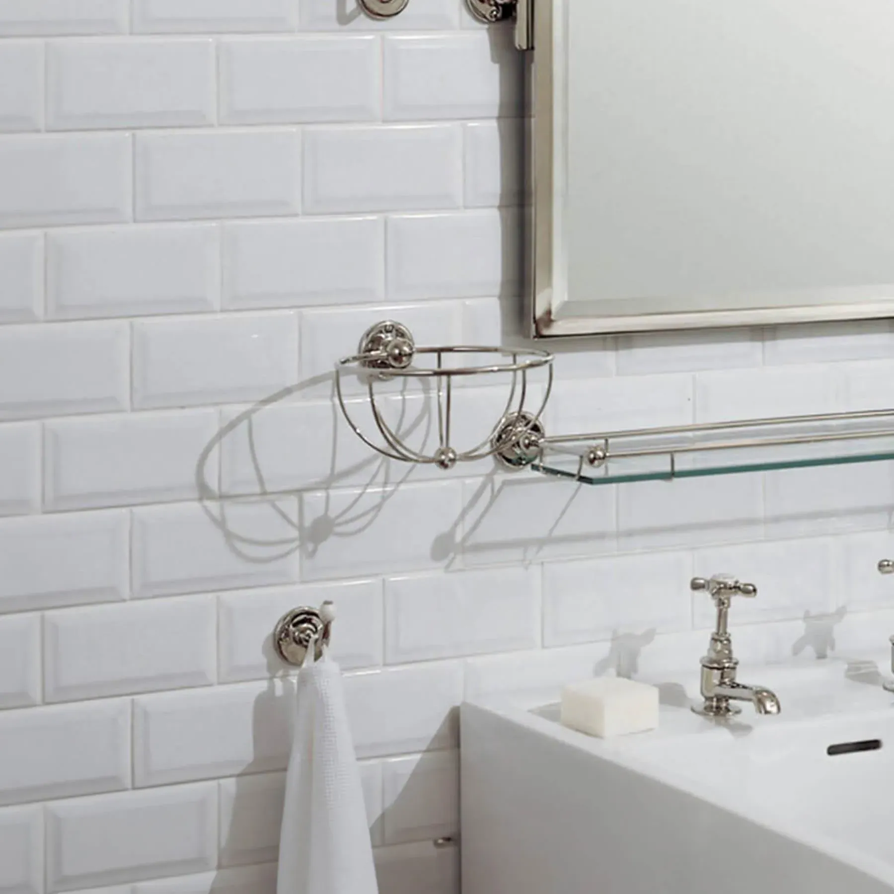 Classic Robe Hook - White, Silver Nickel