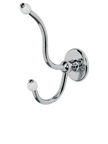 Double Robe Hook with Ceramic Acorns - Nickel
