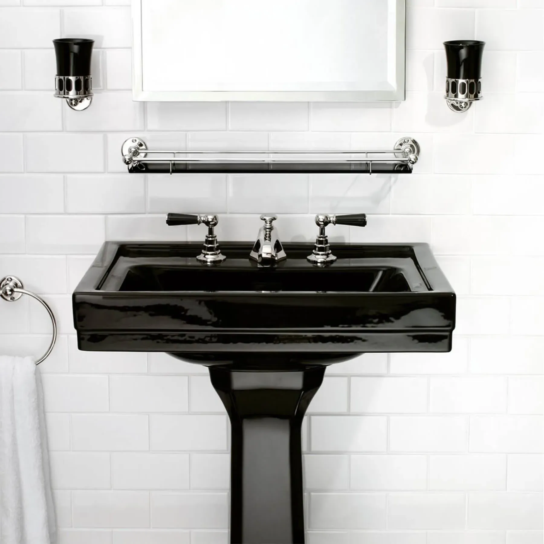 Glass Shelf with Rail - White, Chrome