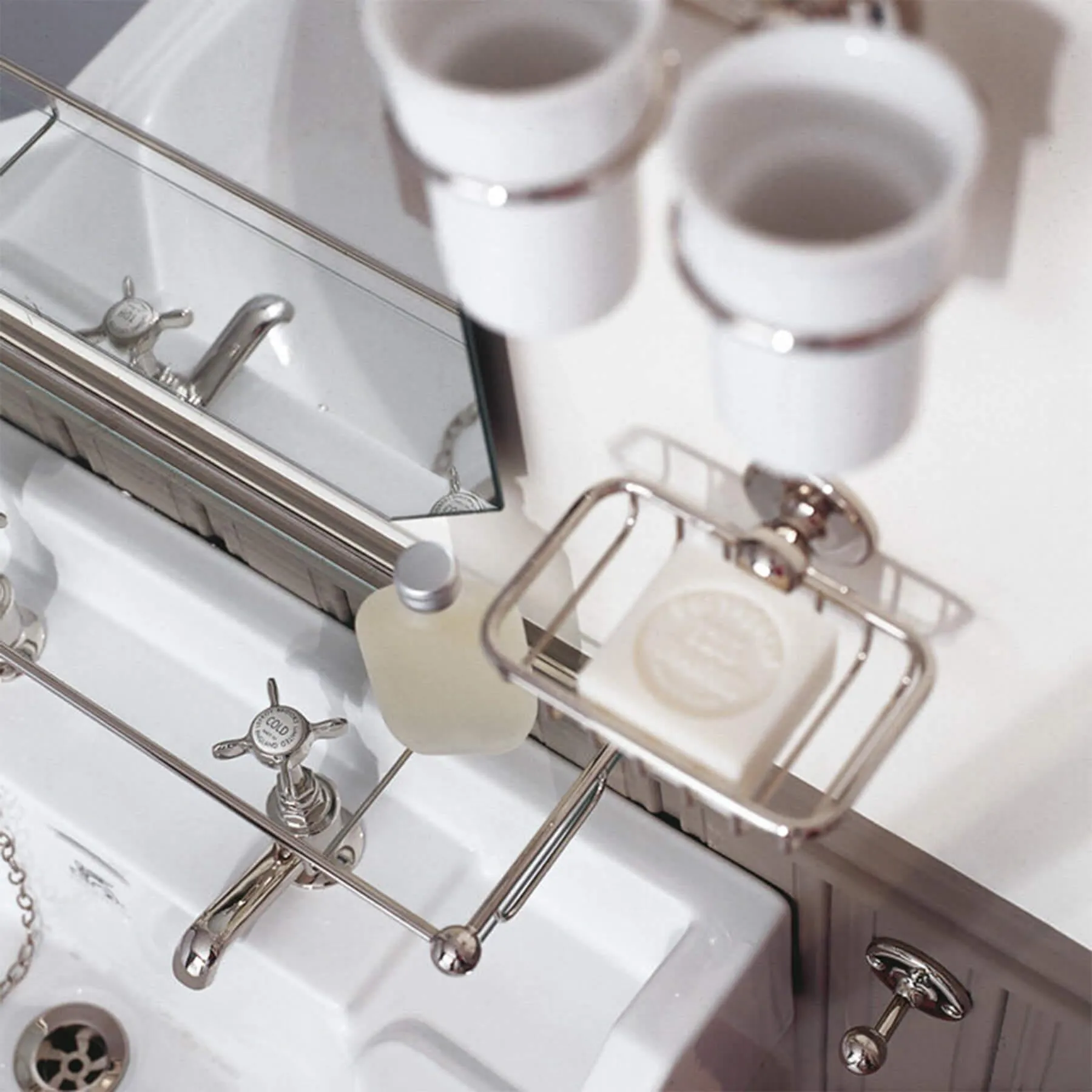 Glass Shelf with Rail - White, Chrome