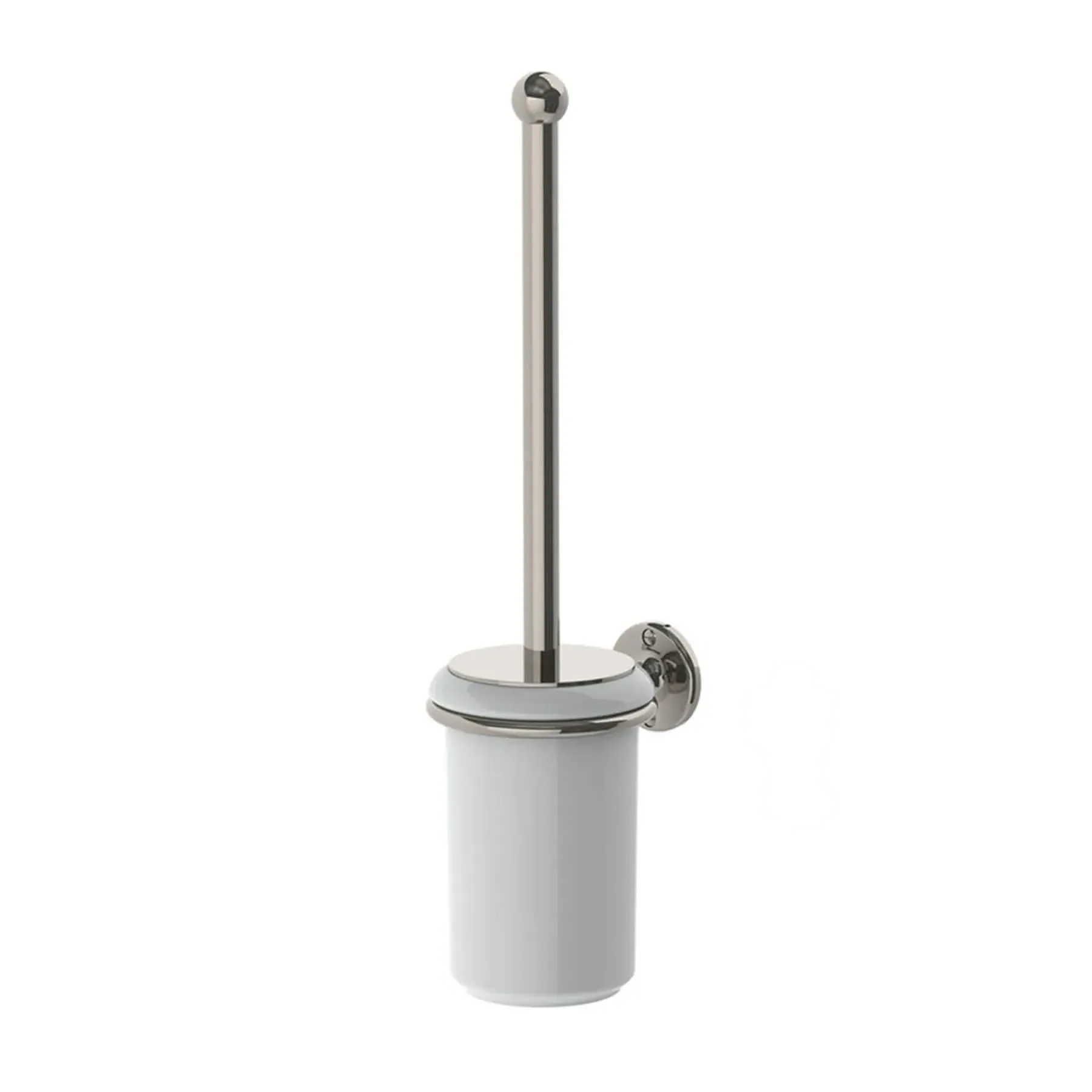 Wall Mounted Ceramic Toilet Brush Holder - Black, Silver Nickel