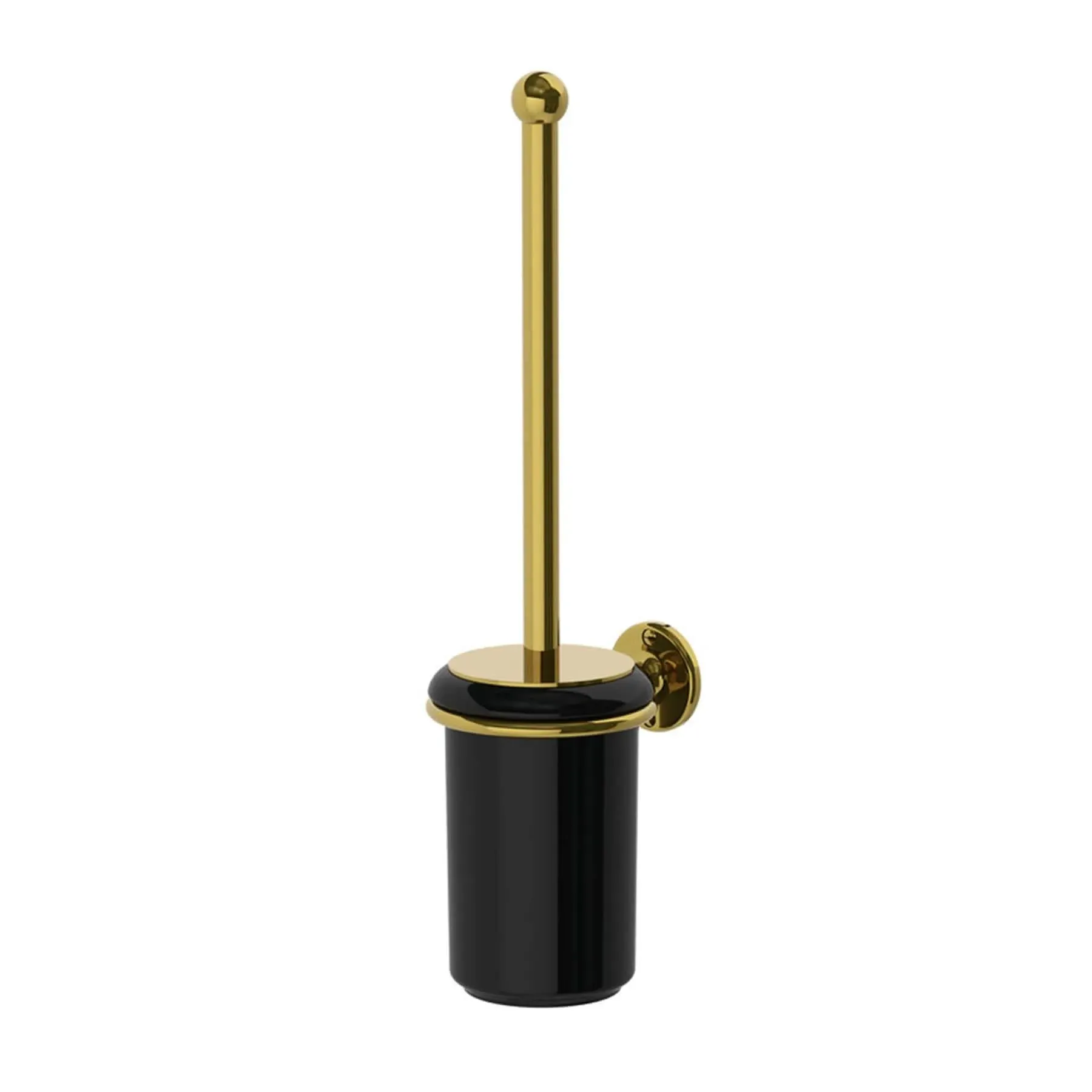 Wall Mounted Ceramic Toilet Brush Holder - White, Antique Gold