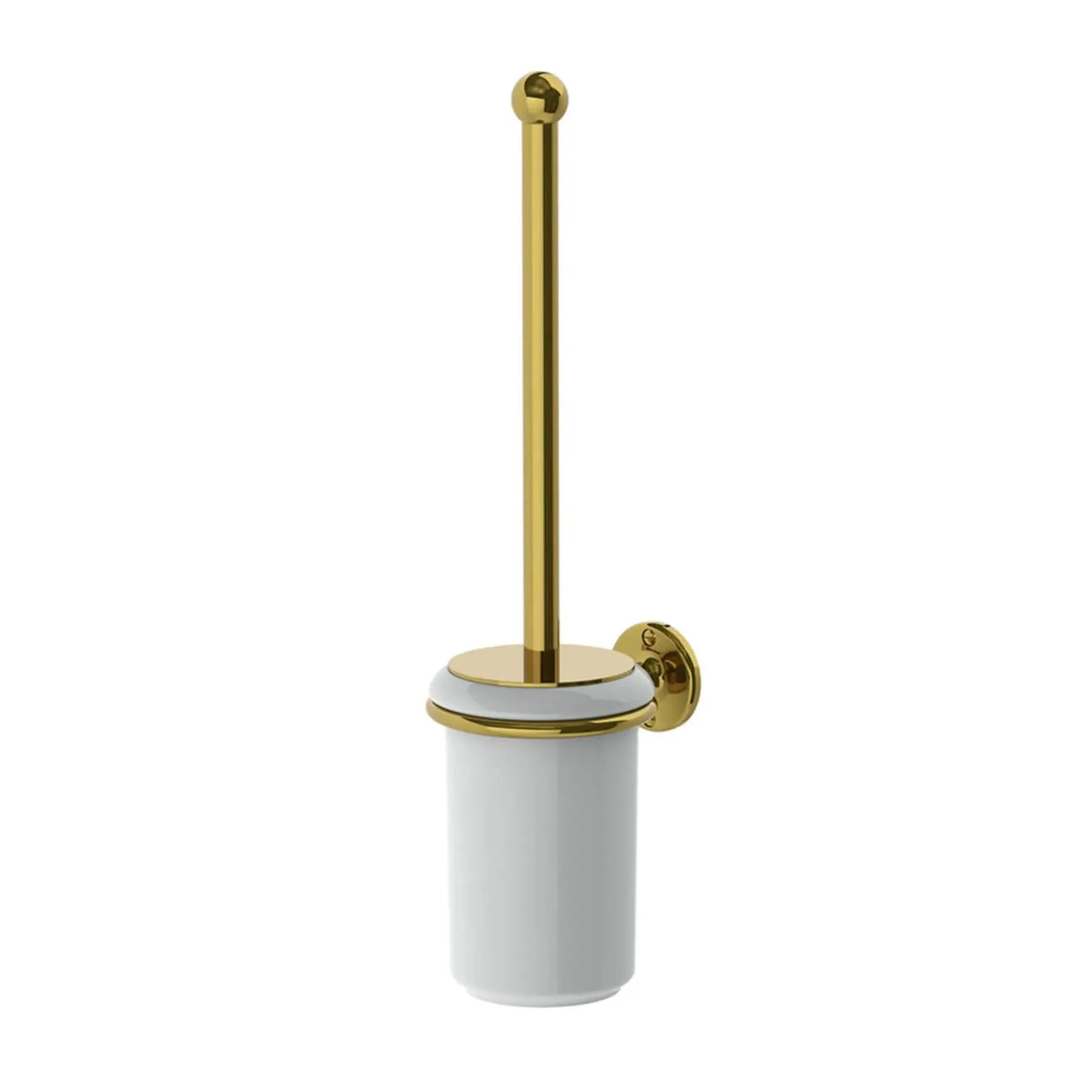 Wall Mounted Ceramic Toilet Brush Holder - White, Antique Gold